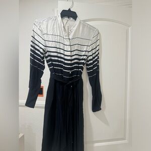 Equipment Black and White Long Sleeve Striped Shirt Dress